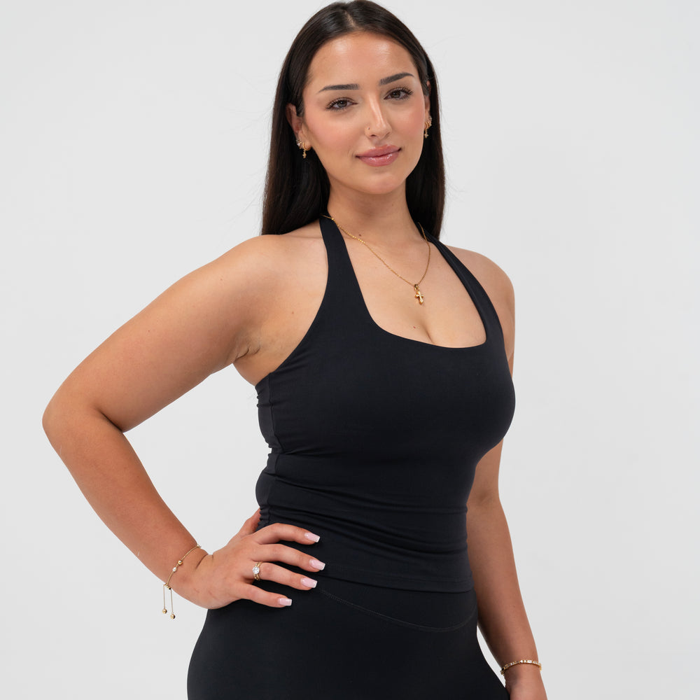 Black Seamless Halter Top