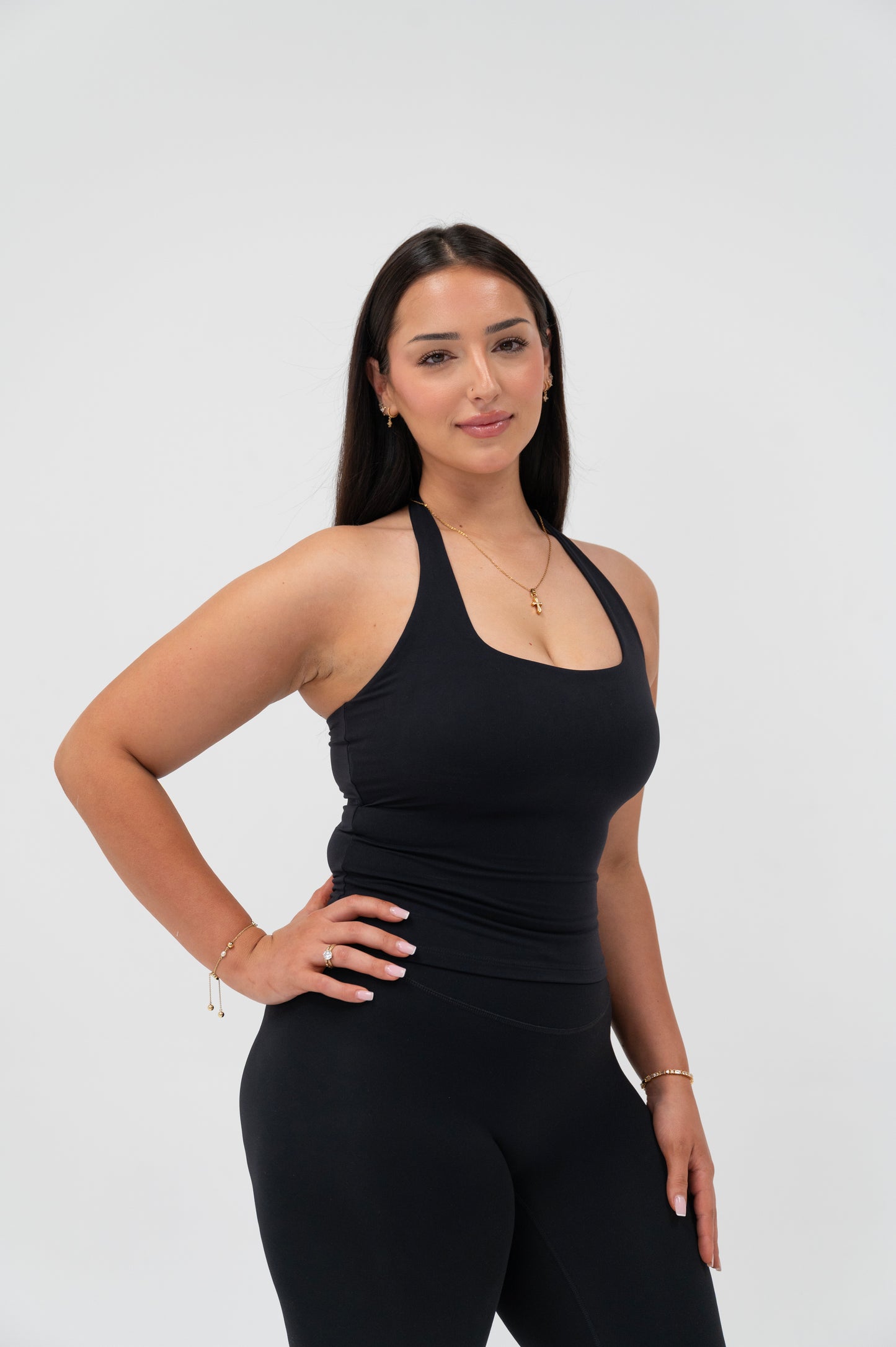 Black Seamless Halter Top