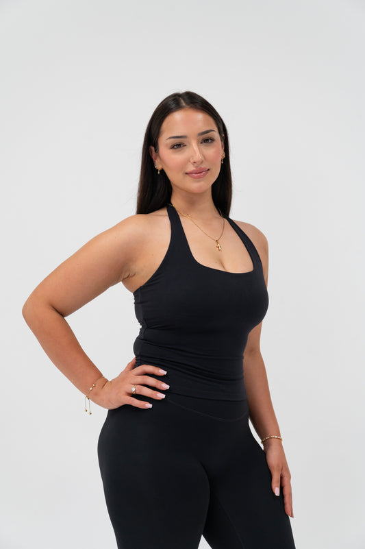 Black Seamless Halter Top