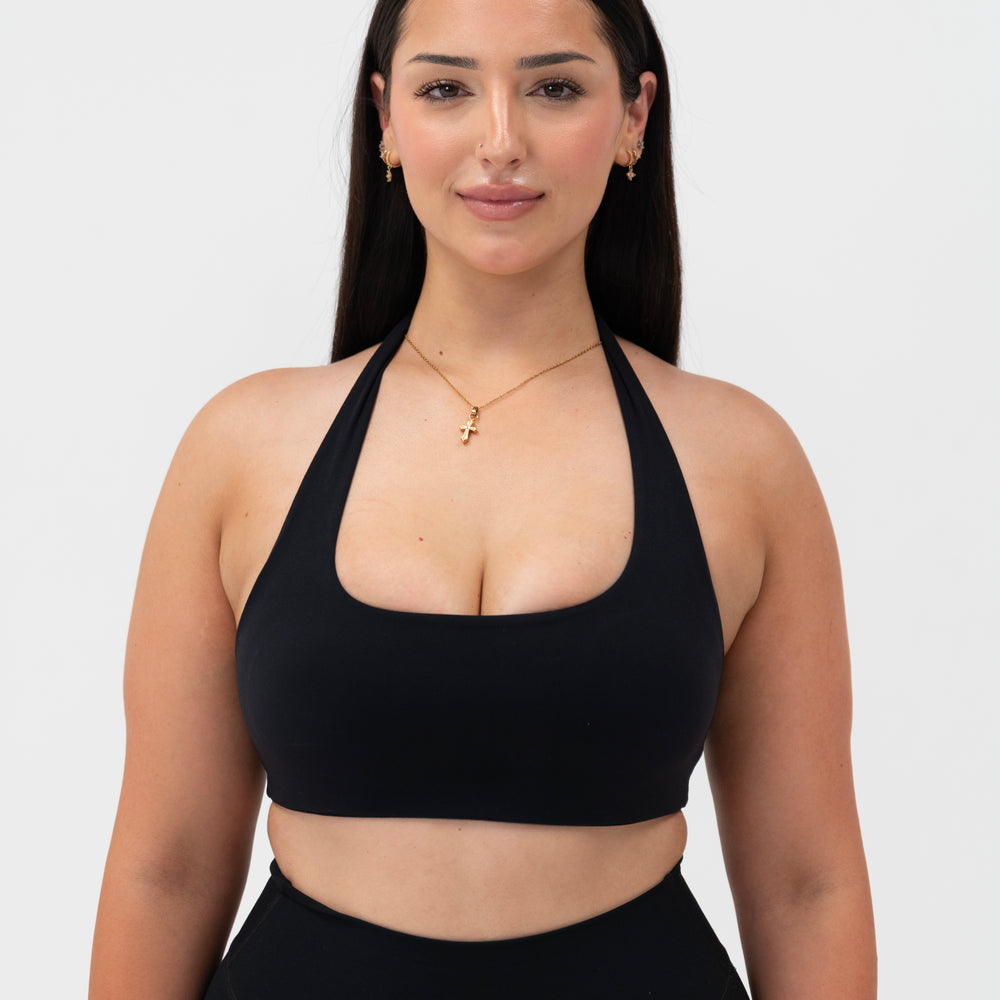 Black Seamless Halter Bra