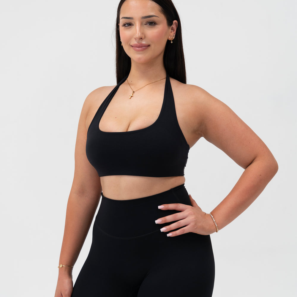 Black Seamless Halter Bra