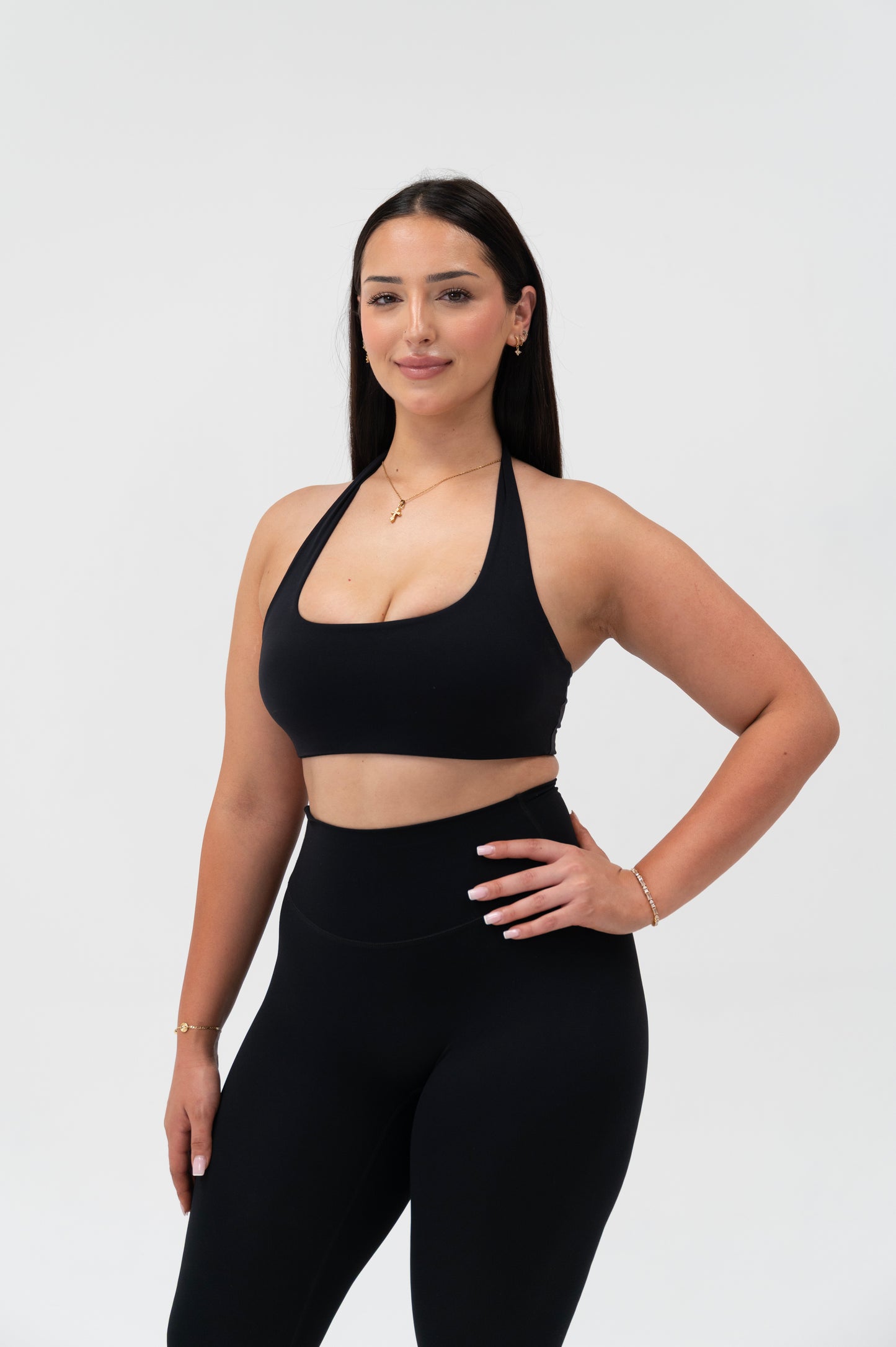 Black Seamless Halter Bra
