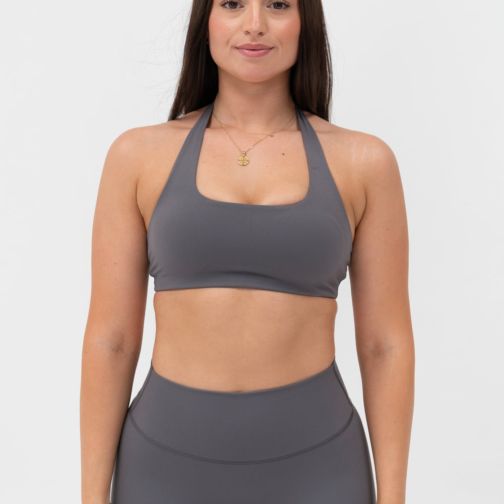 Charcoal Seamless Halter Bra