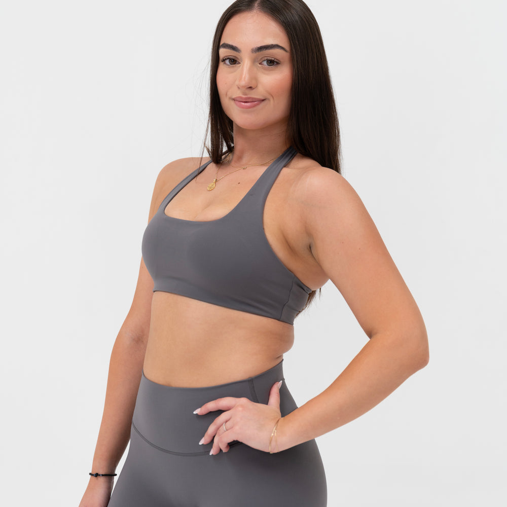 Charcoal Seamless Halter Bra